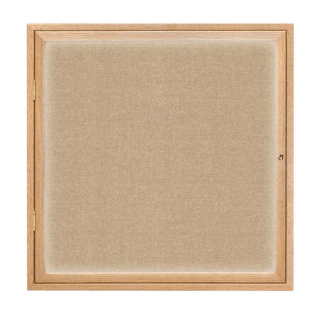 United Visual Products Single Door Slim Enclosed Radius EZ Tack Board, 42"x32", Gold/Grey UVRDS42EZ-GREY-GOLD